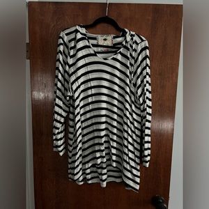 Black and white striped light weight hoodie